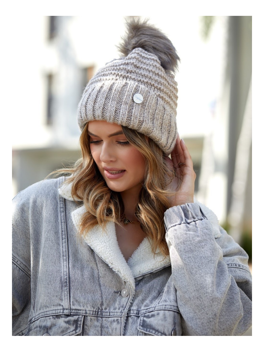 Cappuccino winter hat with cuff C32 - Online store - Boutique